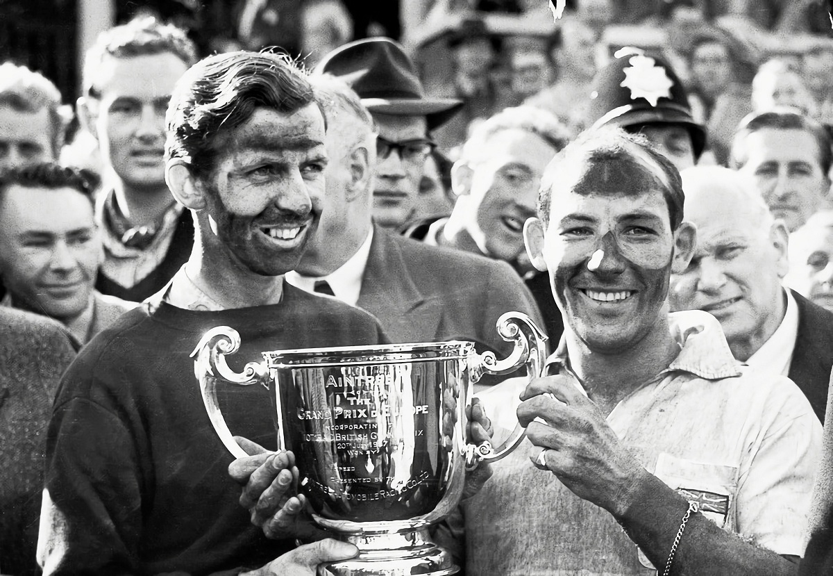 Antree 1957. Primera victoria en F1 -compartida con Stirling Moss-. (Getty Images))