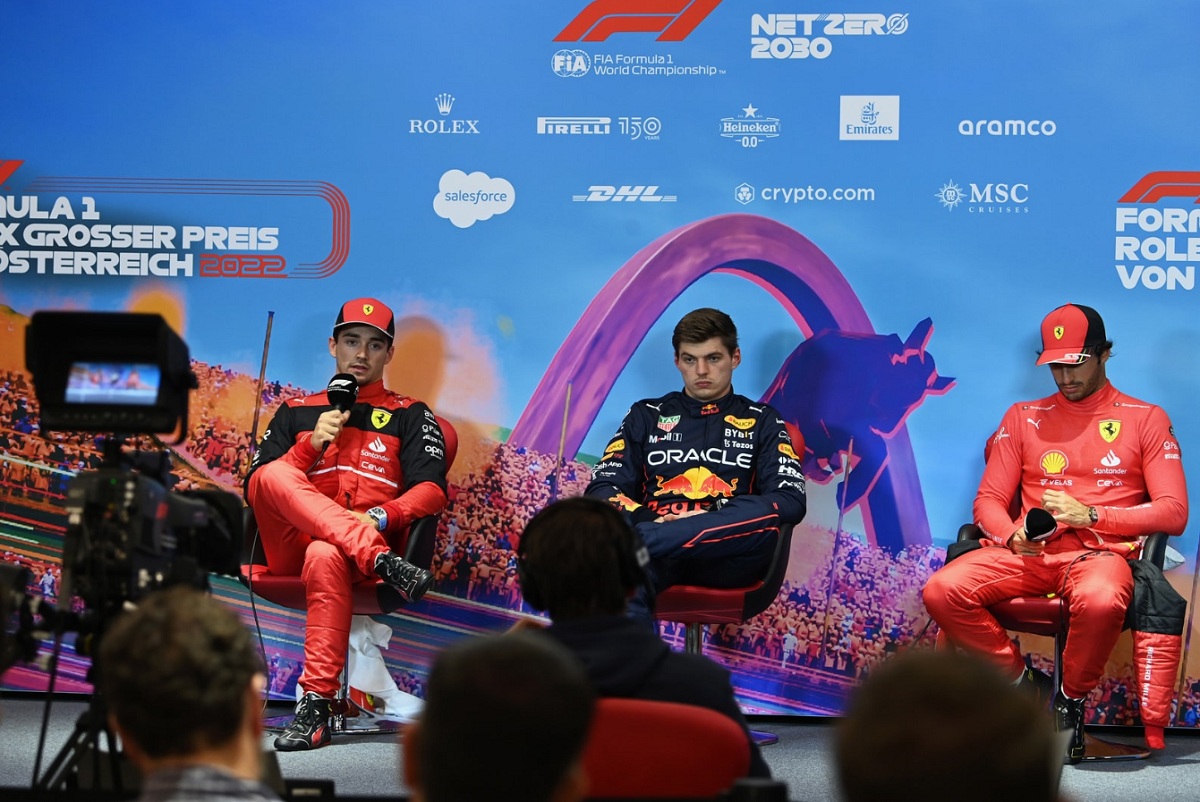 Leclerc durante la conferencia de prensa pos sprtint. (Mark Sutton)