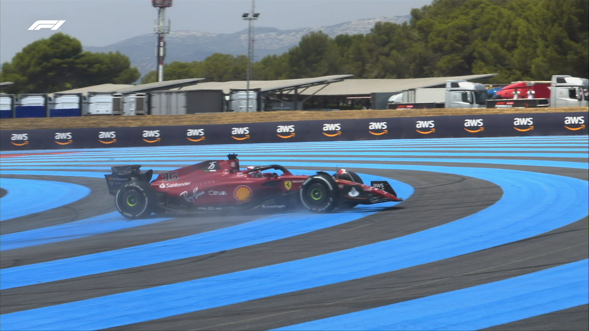 Leclerc trompo Francia 2022 FP3//F1TV