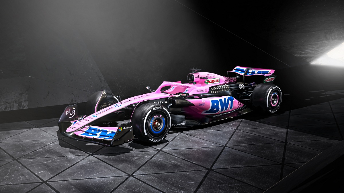 La versión rosada del A523 que saldrá a pista en las tres primeros fechas. (Alpine F1 Team)