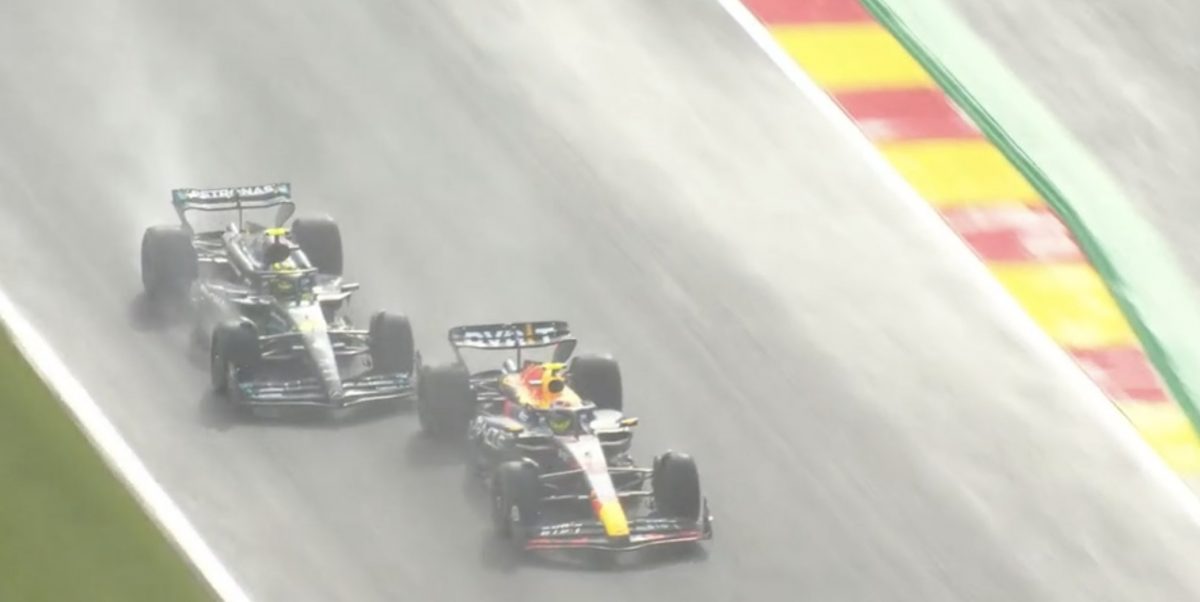 Hamilton choca con el coche de Pérez en el sprint del GP de Bélgica