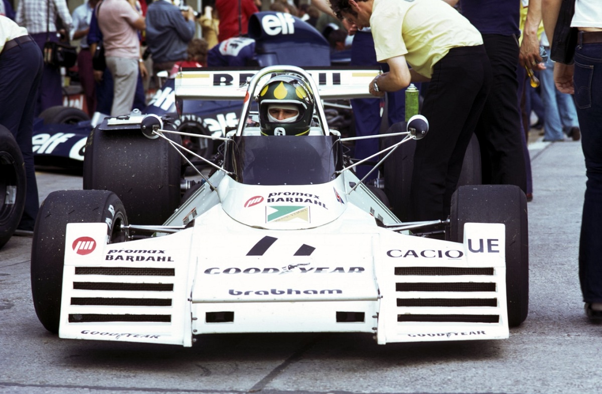 1973. Wilson Fittipaldi con un Brabham en Nürburgring, donde lograría su mejor resultado en F1: quinto. (Archivo / David Phipps, 1973)