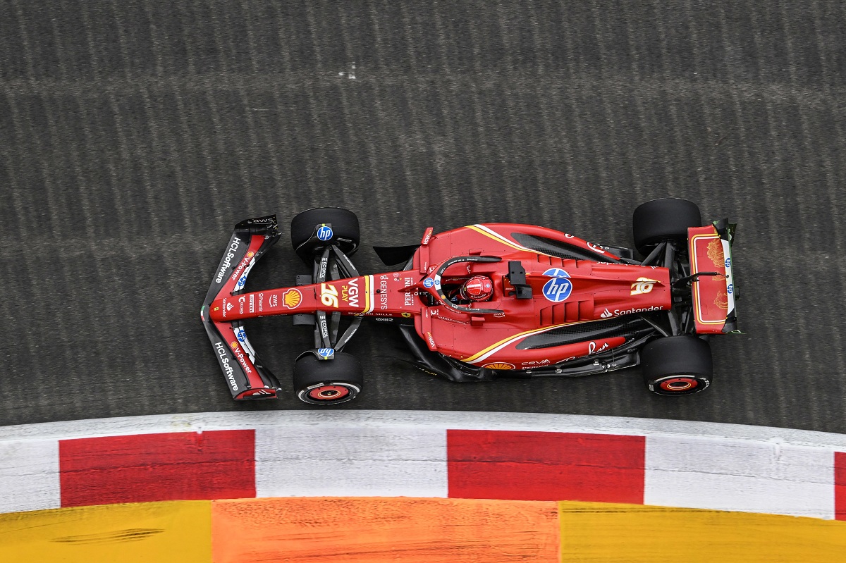 Leclerc en la PL1 que lideró. (Mark Sutton)